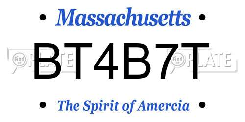 BT4B7T Massachusetts License Plate