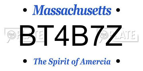 BT4B7Z Massachusetts License Plate