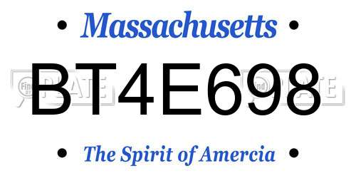 BT4E698 Massachusetts License Plate