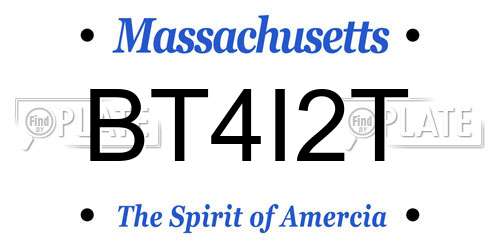 BT4I2T Massachusetts License Plate