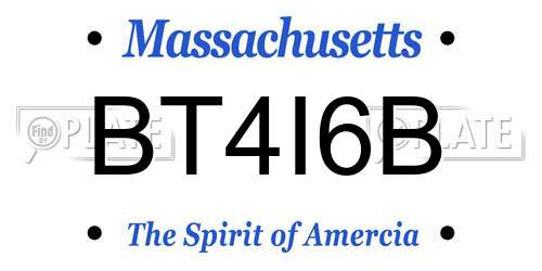 BT4I6B Massachusetts License Plate