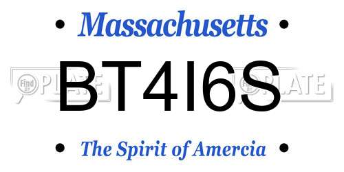 BT4I6S Massachusetts License Plate