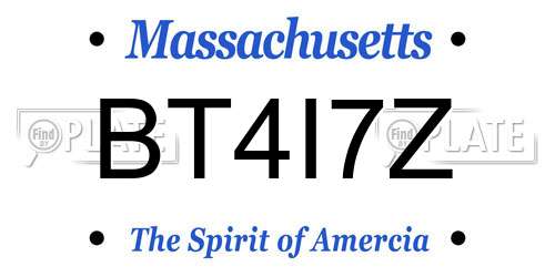 BT4I7Z Massachusetts License Plate