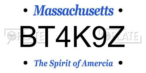 BT4K9Z Massachusetts License Plate