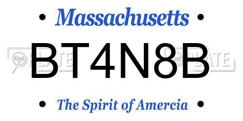 BT4N8B Massachusetts License Plate