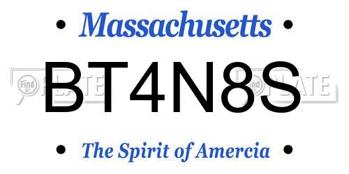 BT4N8S Massachusetts License Plate
