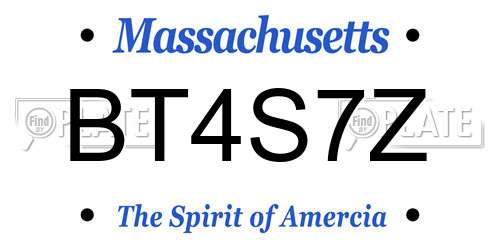 BT4S7Z Massachusetts License Plate