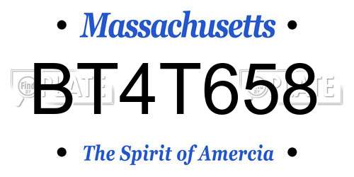 BT4T658 Massachusetts License Plate