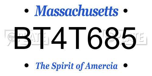 BT4T685 Massachusetts License Plate