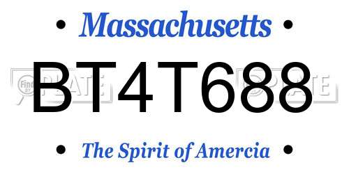 BT4T688 Massachusetts License Plate