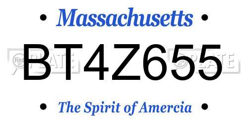 BT4Z655 Massachusetts License Plate