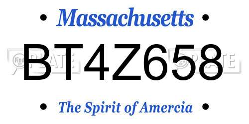 BT4Z658 Massachusetts License Plate