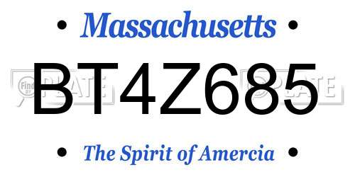 BT4Z685 Massachusetts License Plate