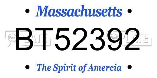 BT52392 Massachusetts License Plate