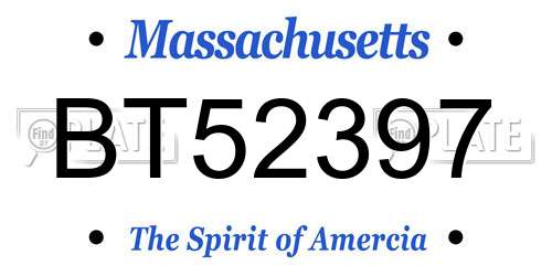 BT52397 Massachusetts License Plate