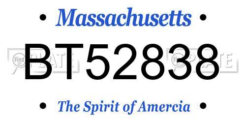 BT52838 Massachusetts License Plate