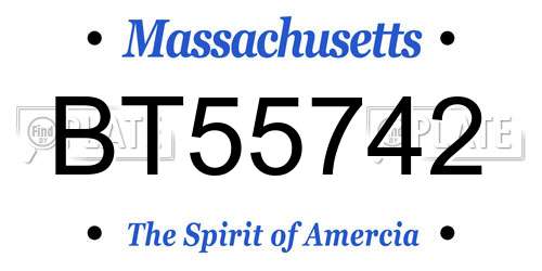 BT55742 Massachusetts License Plate