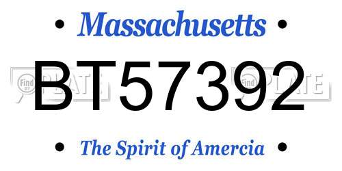 BT57392 Massachusetts License Plate