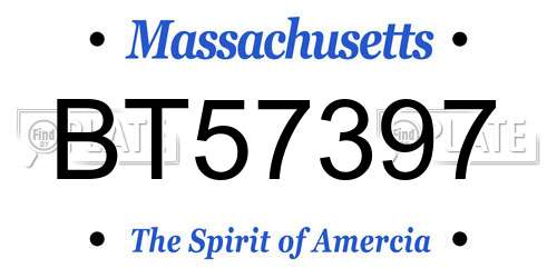 BT57397 Massachusetts License Plate