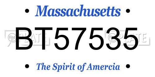 BT57535 Massachusetts License Plate
