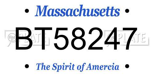 BT58247 Massachusetts License Plate