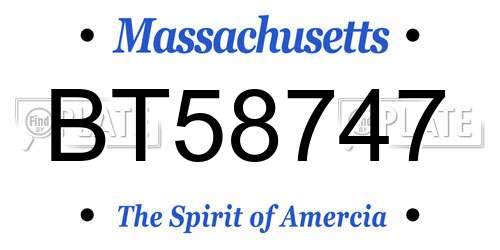 BT58747 Massachusetts License Plate