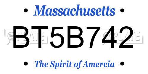 BT5B742 Massachusetts License Plate