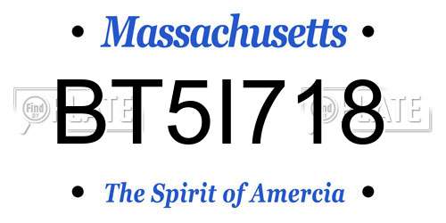 BT5I718 Massachusetts License Plate