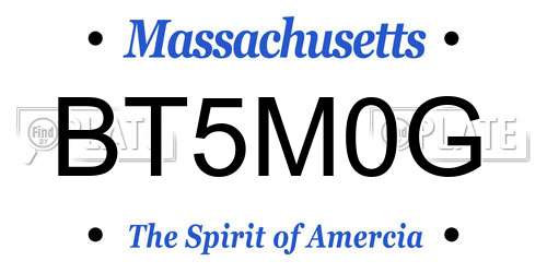 BT5M0G Massachusetts License Plate