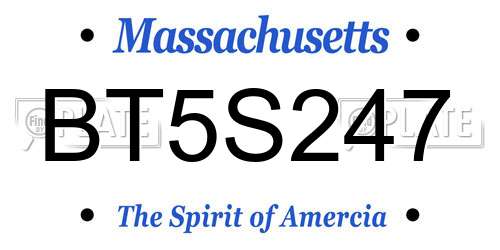 BT5S247 Massachusetts License Plate
