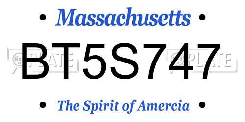 BT5S747 Massachusetts License Plate