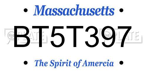 BT5T397 Massachusetts License Plate