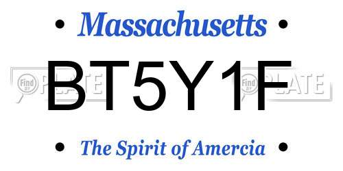 BT5Y1F Massachusetts License Plate