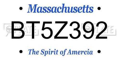 BT5Z392 Massachusetts License Plate