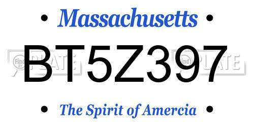 BT5Z397 Massachusetts License Plate