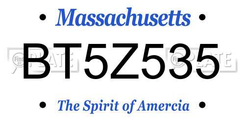 BT5Z535 Massachusetts License Plate