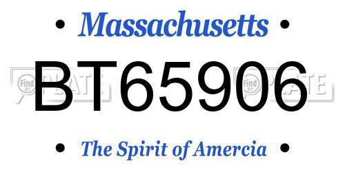 BT65906 Massachusetts License Plate