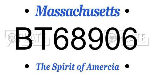 BT68906 Massachusetts License Plate