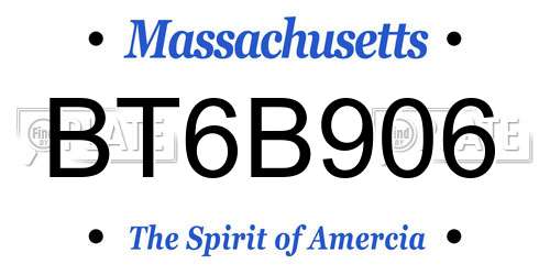 BT6B906 Massachusetts License Plate
