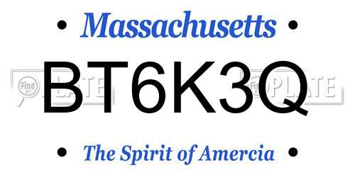 BT6K3Q Massachusetts License Plate