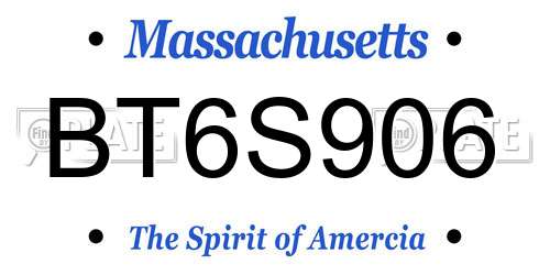 BT6S906 Massachusetts License Plate