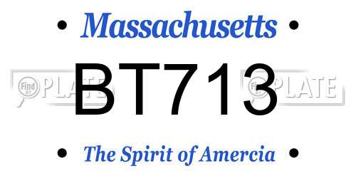 BT713 Massachusetts License Plate