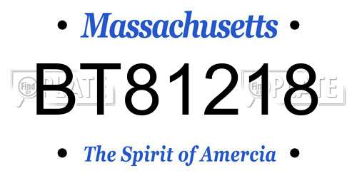 BT81218 Massachusetts License Plate