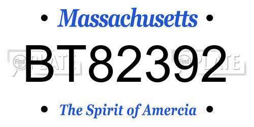 BT82392 Massachusetts License Plate