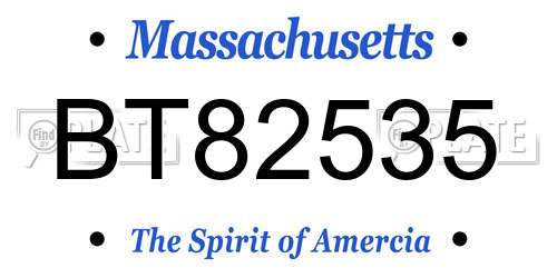 BT82535 Massachusetts License Plate