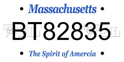 BT82835 Massachusetts License Plate