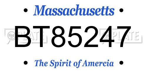 BT85247 Massachusetts License Plate