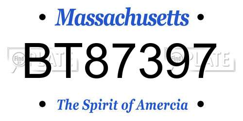 BT87397 Massachusetts License Plate