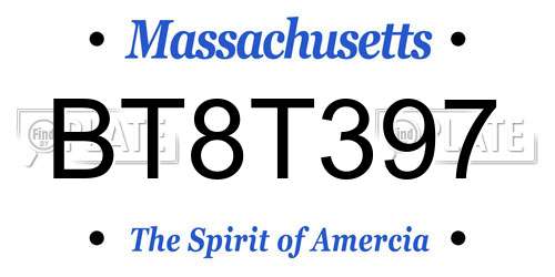 BT8T397 Massachusetts License Plate