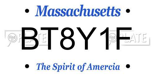 BT8Y1F Massachusetts License Plate